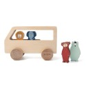 Holzbus mit Tieren