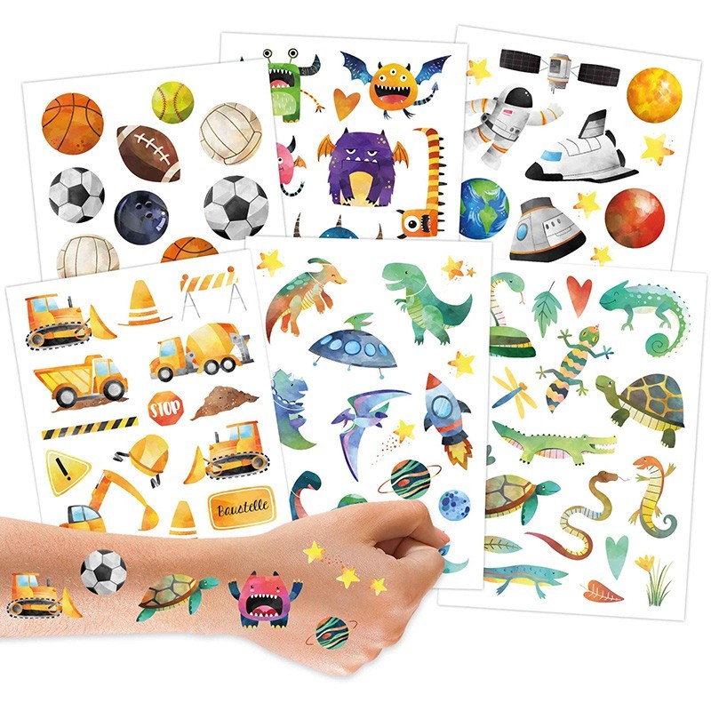 Kindertattoo Set Metallic Bagger, Dino & Co.