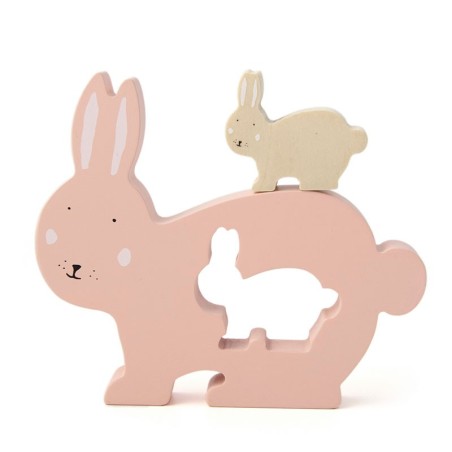 Holztier Puzzle Mrs. Hase rosa