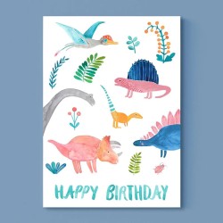 Geburtstagskarte Happy Birthday Dinosaurier