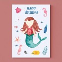 Geburtstagskarte Happy Birthday Meerjungfrau