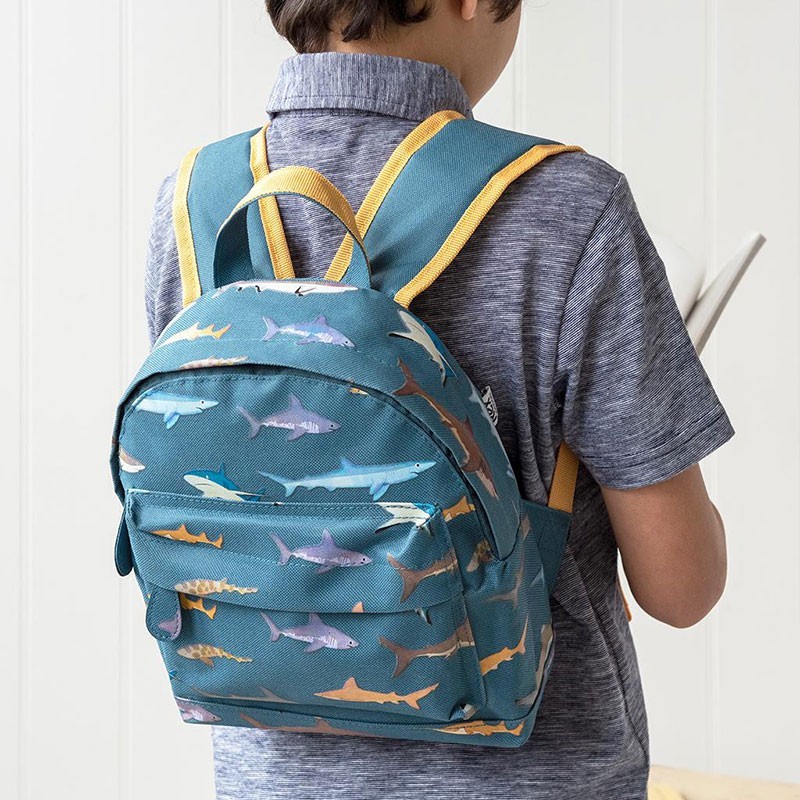 Kleiner Kinderrucksack Haie in blau