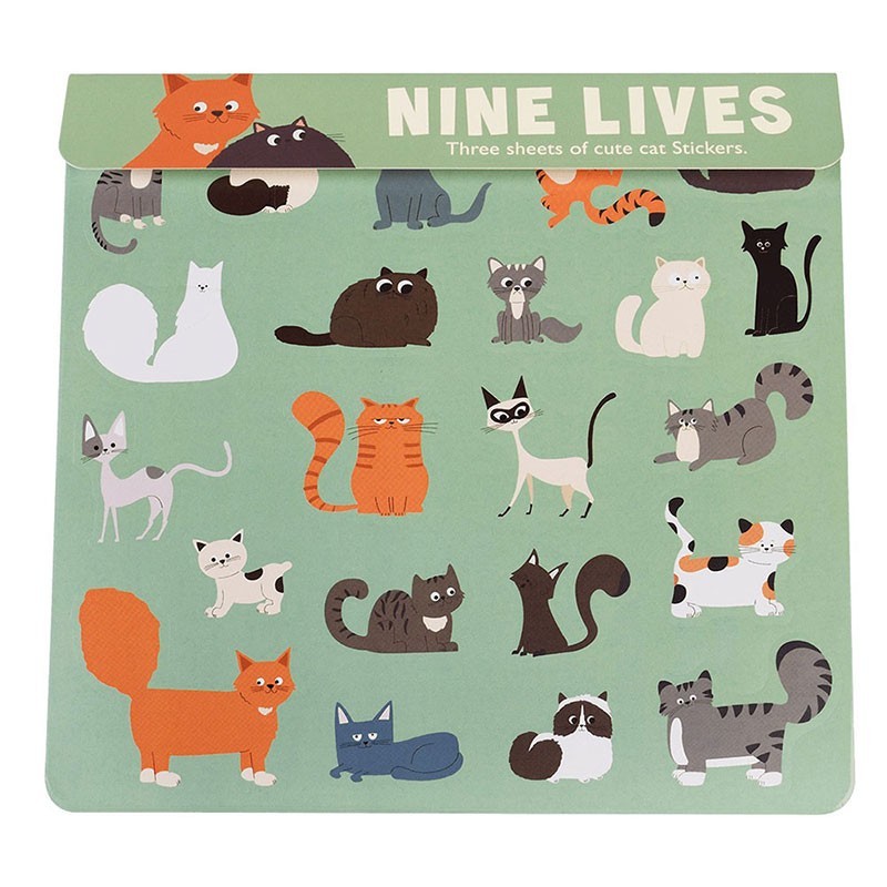 Sticker Nine Lives Katzen bunt