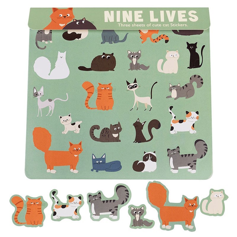 Sticker Nine Lives Katzen bunt