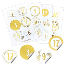 Adventskalender Zahlen Sticker goldfoliert