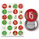 Adventskalender Zahlen Buttons rot grün