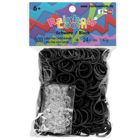 Rainbow Loom® Gummibänder schwarz opaque