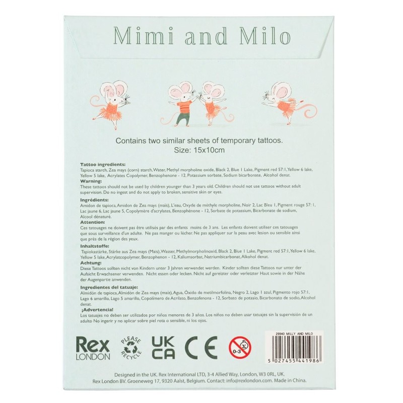 Kindertattoo Set Mäuse Mimi und Milo