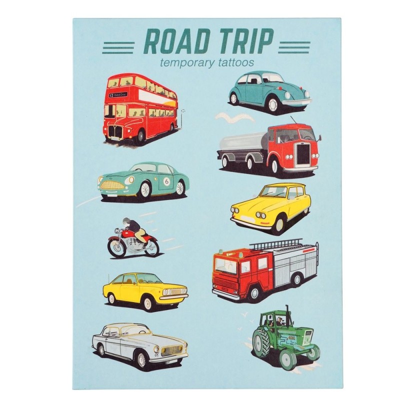 Kindertattoo Set Road Trip Fahrzeuge