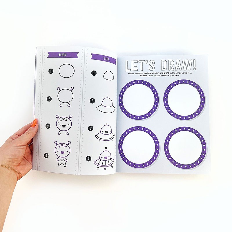 Kawaii Mal- und Stickerbuch Space
