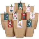 Adventskalender zum Befüllen Zahlenkärtchen grün-bordeaux