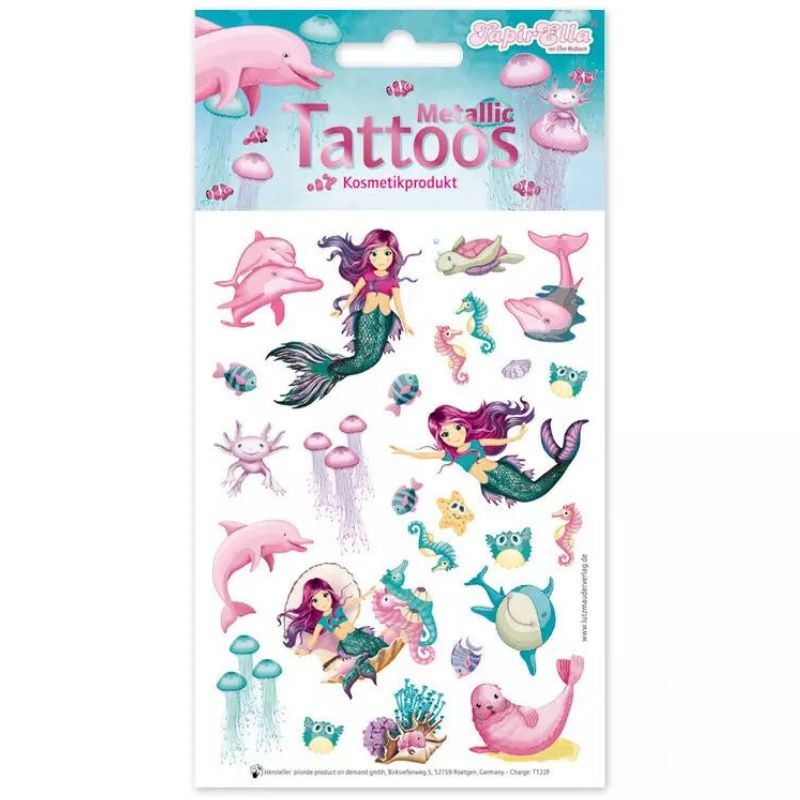 Kindertattoo Set Metallic Meerjungfrau Coralie
