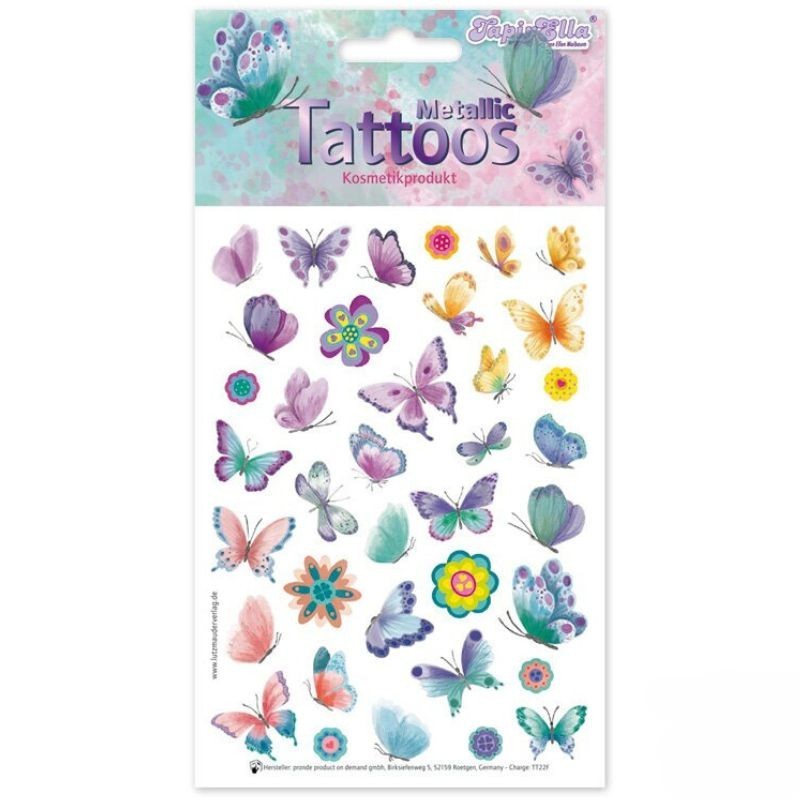 Kindertattoo Set Metallic Schmetterlinge