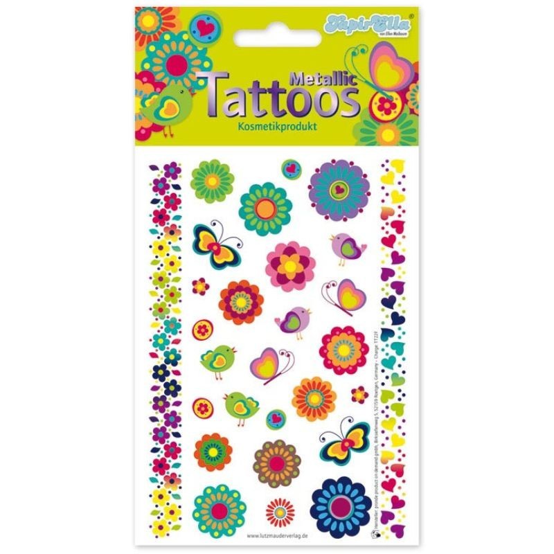 Kindertattoo Set Metallic Blumen