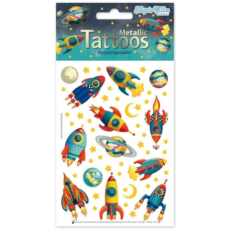 Kindertattoo Set Metallic Raketen