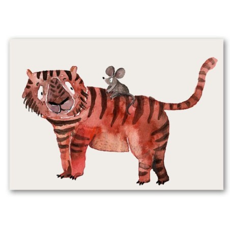 Postkarte Tiger und Maus