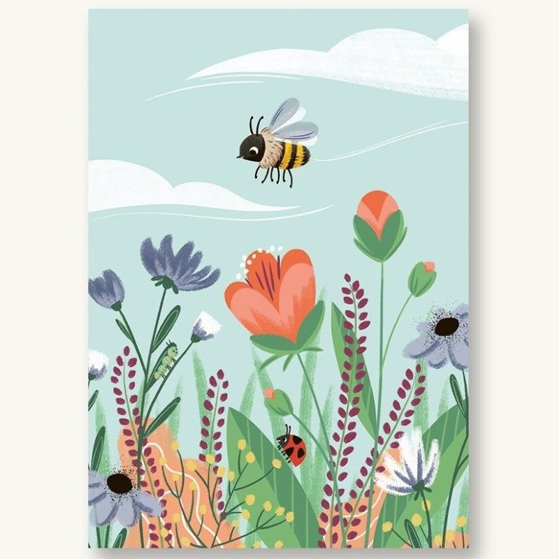 Postkarte Sommerwiese Bienenglück