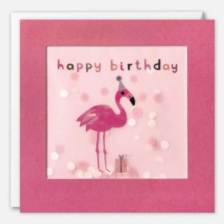 Geburtstagskarte Flamingo Konfetti Shakies