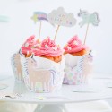 Cupcake Topper & Wrapper Einhörner & Regenbogen