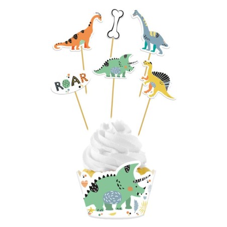 Cupcake Topper & Wrapper Dinosaurier Roar