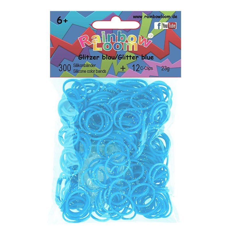 Rainbow Loom® Silikonbänder glitzer blau
