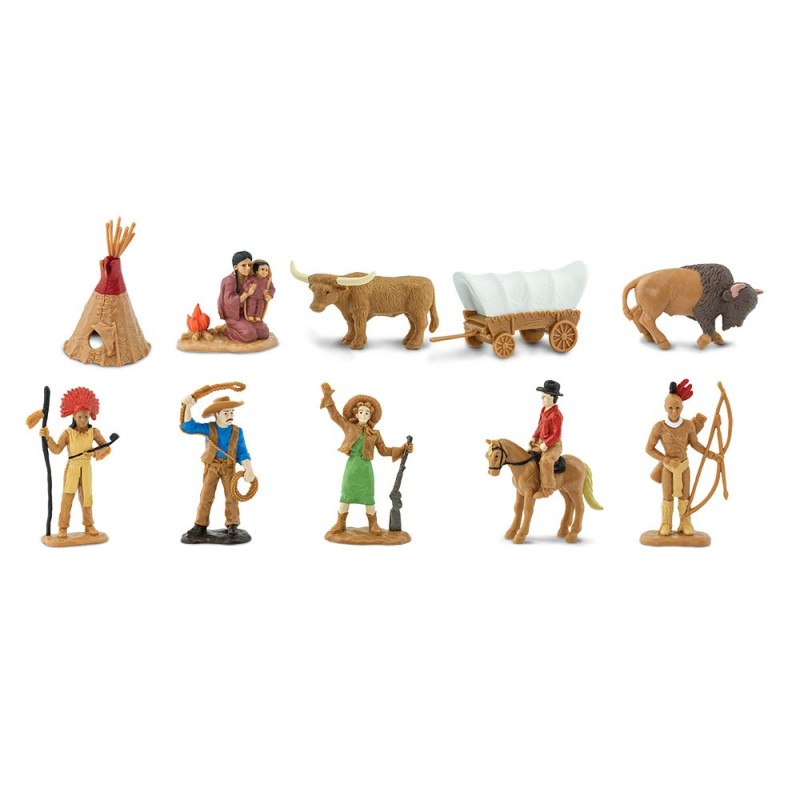 Wild West - Leben im Wilden Westen - Set mit 12 kleinen handbemalten Figuren