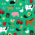 Geschenkpapier Bauernhof grün