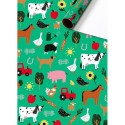 Geschenkpapier Bauernhof grün