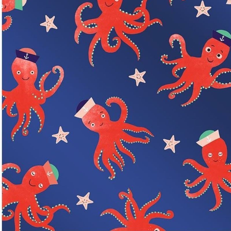 Geschenkpapier Oktopus Toffy blau