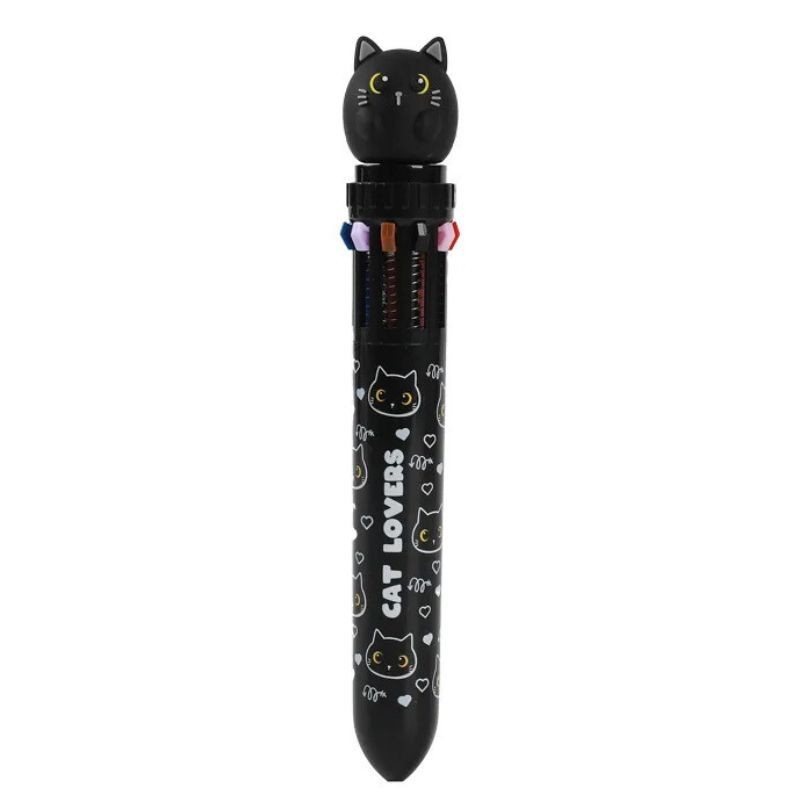 Kugelschreiber Katze mit 10 Farben schwarz