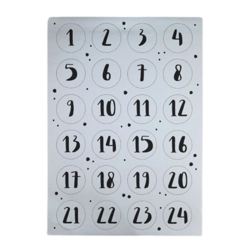Adventskalender Zahlen Sticker Nevio silber