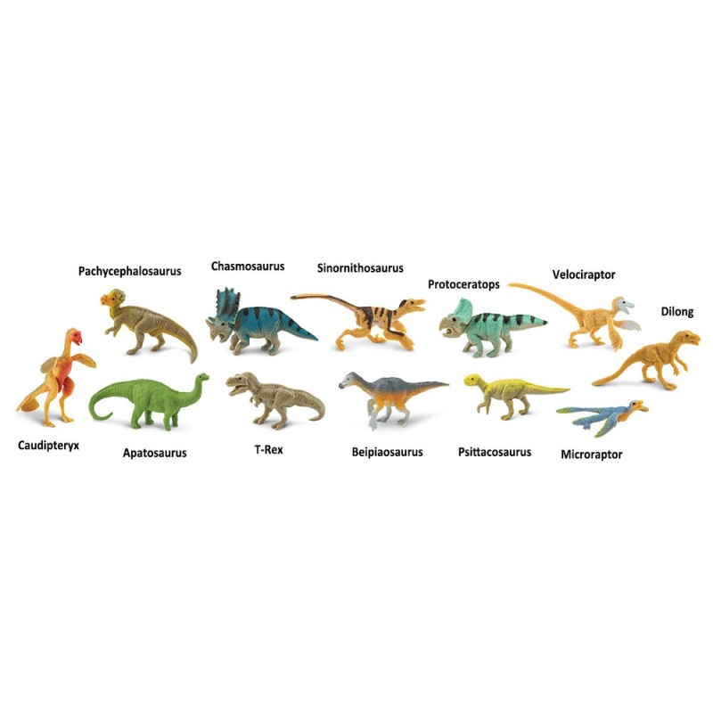 Gefiederte Dinosaurier - Set mit 9 handbemalten Figuren