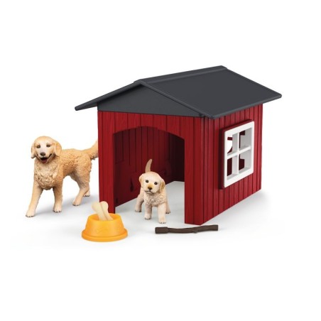 Schleich Tier Hundehütte mit Goldenretrievern
