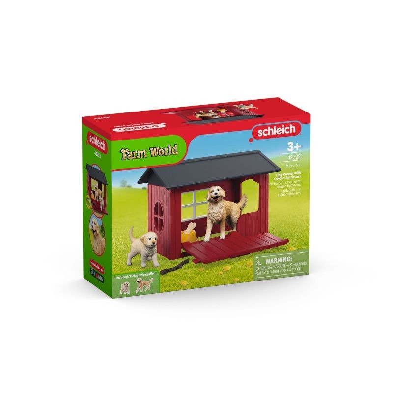 Schleich Tier Hundehütte mit Goldenretrievern