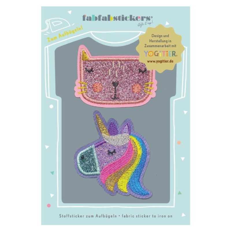 Stoffsticker zum Aufbügeln Einhorn & Katze