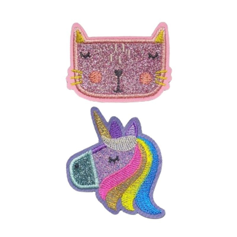 Stoffsticker zum Aufbügeln Einhorn & Katze