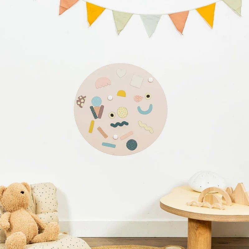 Magnettafel Kreis beige rosa mit Magneten