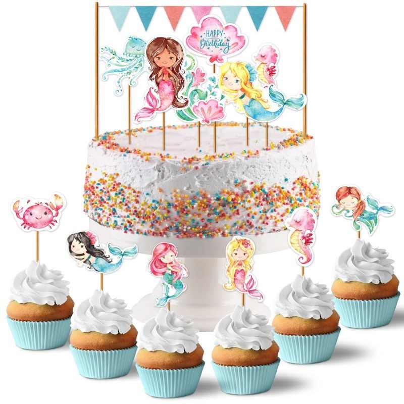 Kuchendeko Cake und Muffin Topper Meerjungfrau