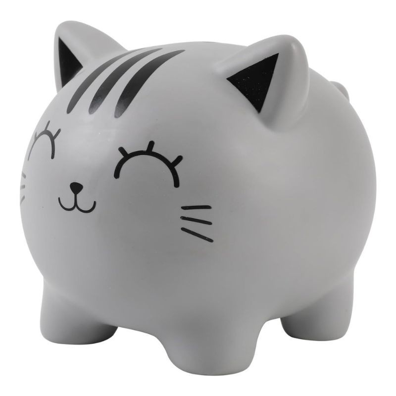 Spardose Katze grau