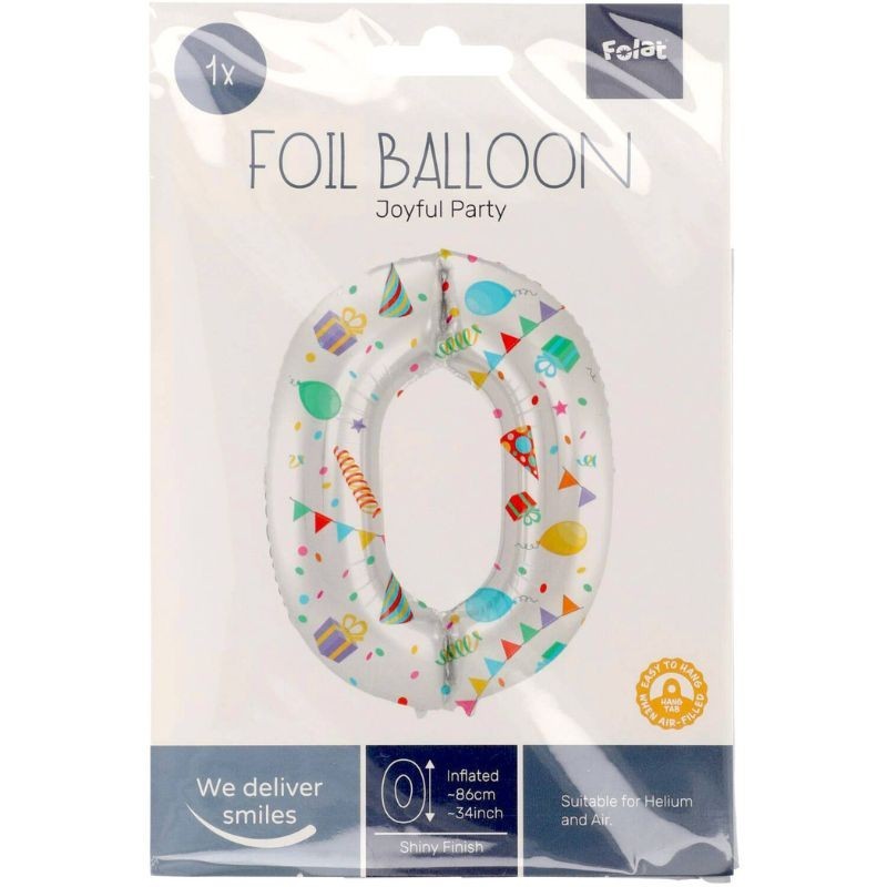 Folienball Zahl 0 bunt