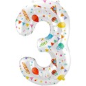 Folienball Zahl 3 bunt