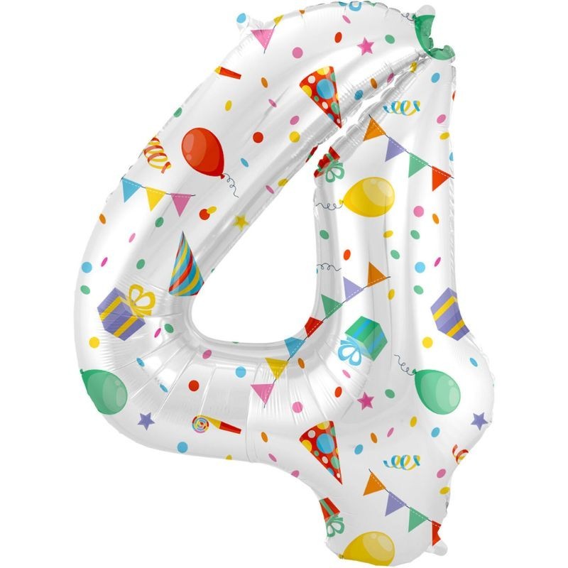 Folienball Zahl 4 bunt