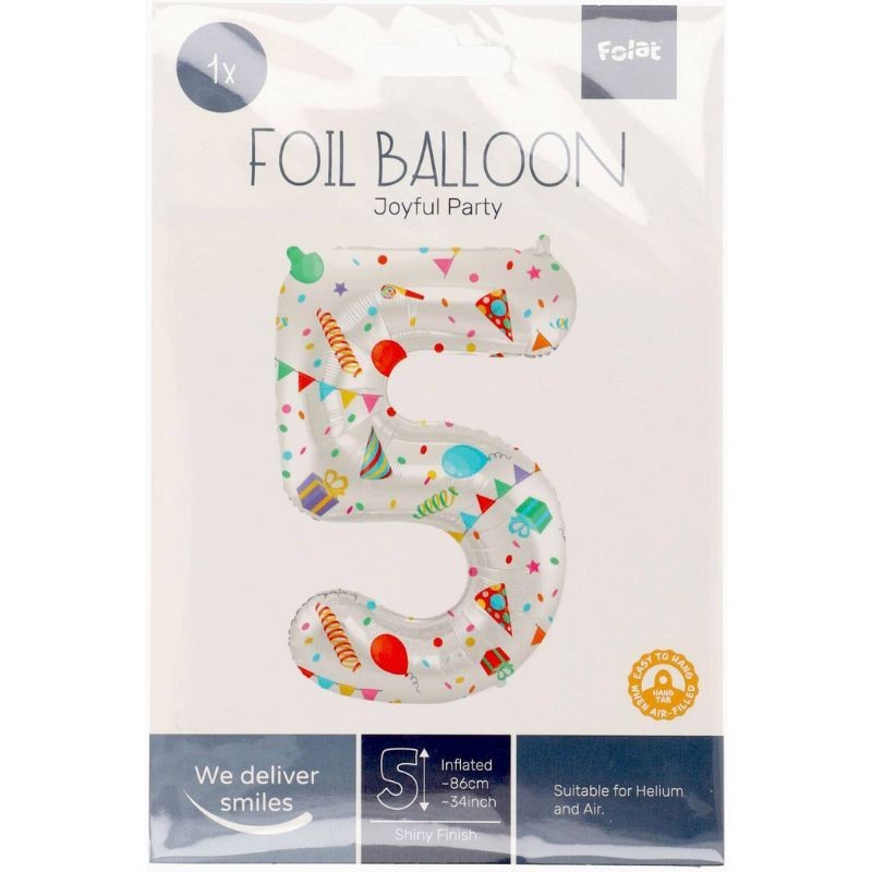 Folienball Zahl 5 bunt