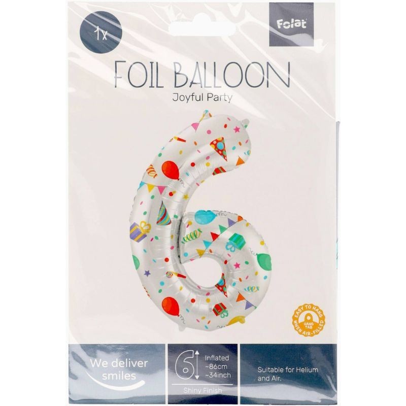 Folienball Zahl 6 bunt