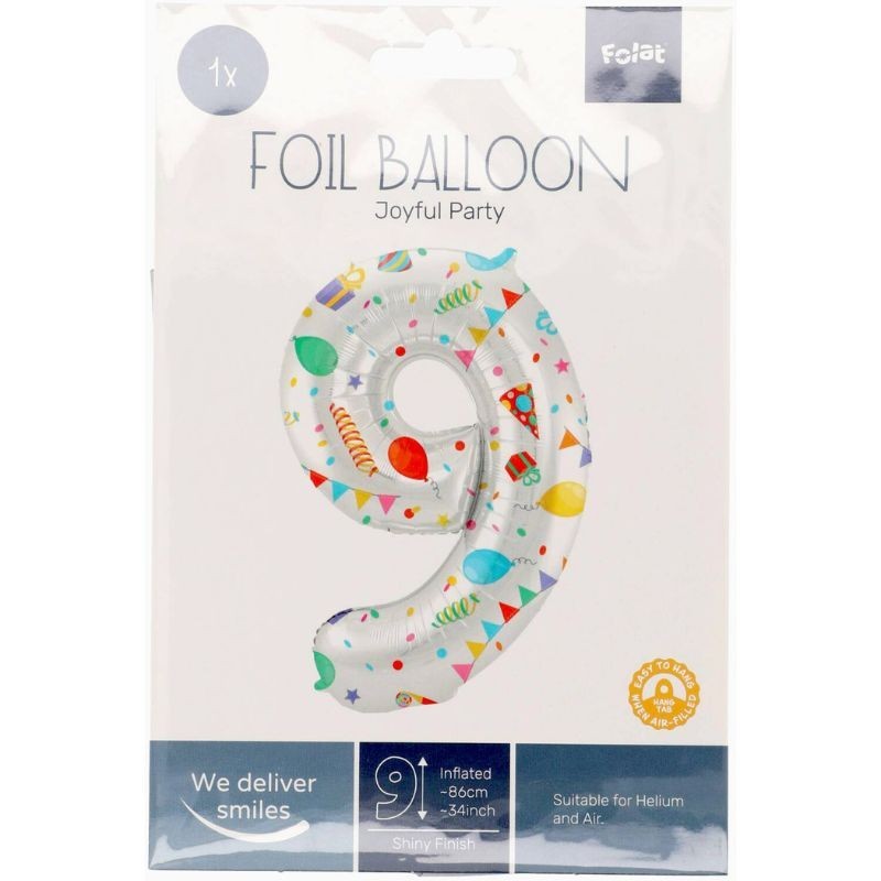 Folienball Zahl 9 bunt