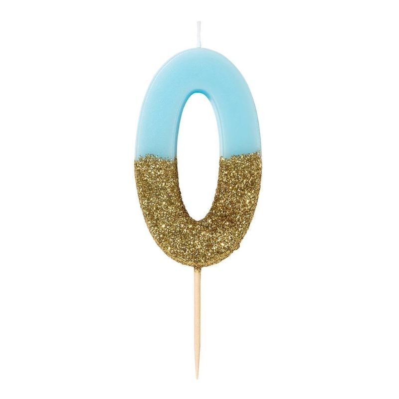 Geburtstagskerze Zahl 0 blau gold