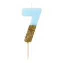 Geburtstagskerze Zahl 7 blau gold