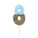 Geburtstagskerze Zahl 8 blau gold