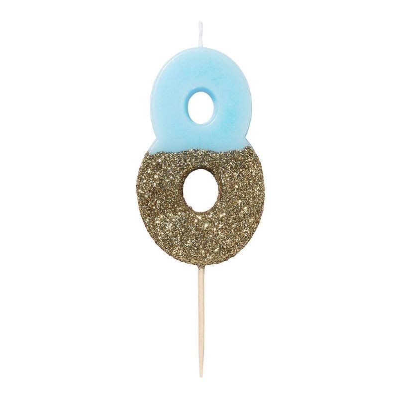Geburtstagskerze Zahl 8 blau gold