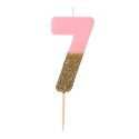 Geburtstagskerze Zahl 7 pink gold